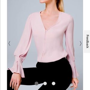 NWT pink blush (Cottage Rose) WHBM Pleat - cuff blouse